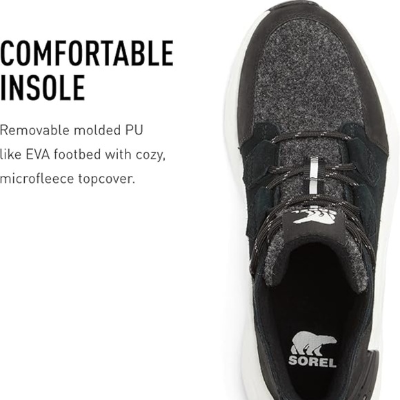 Sorel Kinetic Caribou Black Suede Boot Sneakers Waterproof Leather Winter Boot 8 - Picture 7 of 16